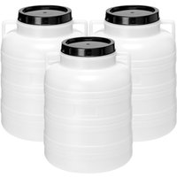Garronda Set 3x 40 Liter Weithalsfass BPA-frei Futtertonne Fass Universalfass Lebensmittel Fass Regenfass für Garten Regentonne mit Deckel von GARRONDA
