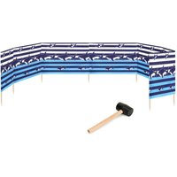 Garronda Strand Windschutz Sichtschutz 10m lang Plus Gummihammer GAEX001 (Streifen/Haie, 10 m) von GARRONDA