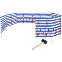 Garronda Strand Windschutz Sichtschutz 12m lang Plus Gummihammer GAEX001 (Streifen/Anker, 12 m) von GARRONDA