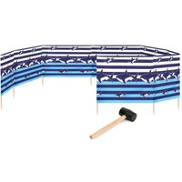 Garronda Strand Windschutz Sichtschutz 12m lang Plus Gummihammer GAEX001 (Streifen/Haie, 12 m) von GARRONDA