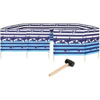 Garronda Strand Windschutz Sichtschutz 15m lang Plus Gummihammer GAEX001 (Streifen/Haie, 15 m) von GARRONDA
