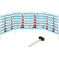 Garronda Strand Windschutz Sichtschutz 4m lang Plus Gummihammer GAEX001 (Leuchtturm, 4m) von GARRONDA