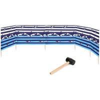 Garronda Strand Windschutz Sichtschutz 6m lang Plus Gummihammer GAEX001 (Streifen/Haie, 6 m) von GARRONDA