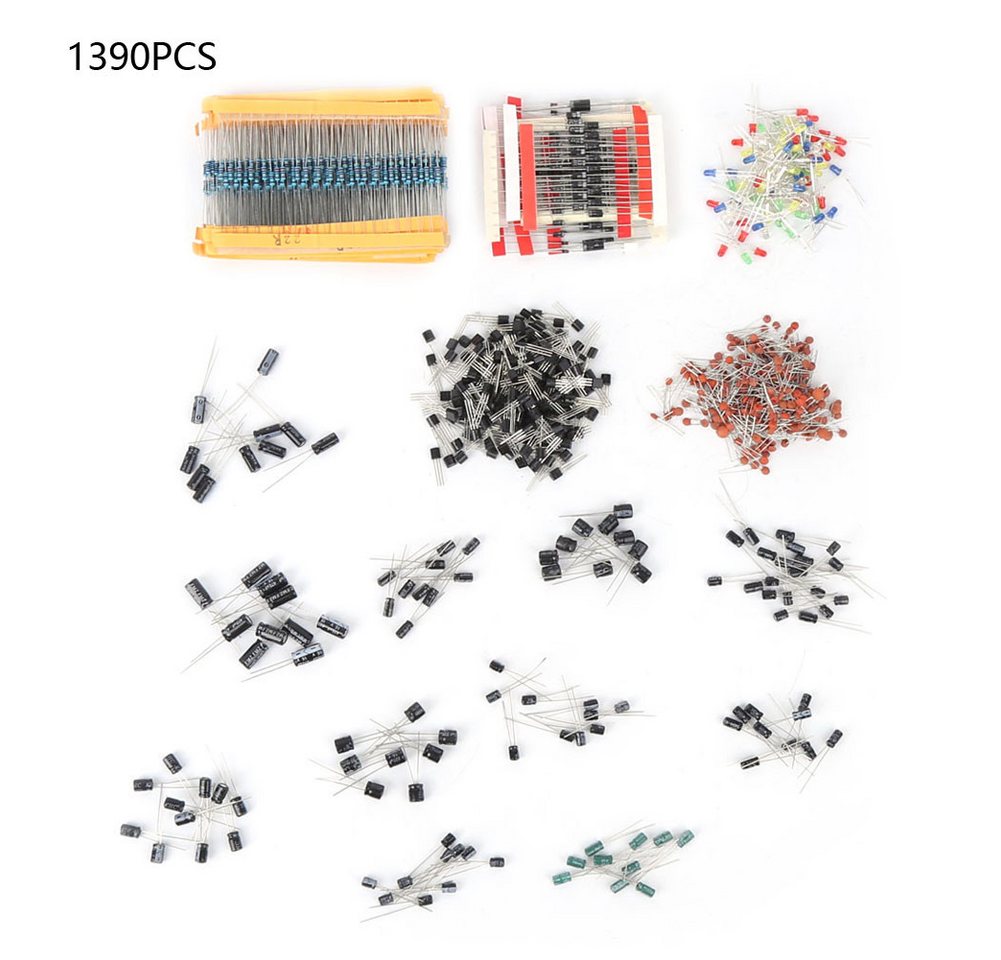 GARRYFIZH Kabelverbinder-Sortiment 1390 Stück Widerstand Elektrolytkondensator LED Diode Kondensator Kit, Hochwertige Siliziummaterialien, Keramikkondensatoren, Transistoren GARRYFIZH Kabelverbinder-Sortiment 1390 Stück Widerstand Elektrolytkondensator LED Diode Kondensator Kit, Hochwertige Siliziummaterialien, Keramikkondensatoren, Transistoren von GARRYFIZH