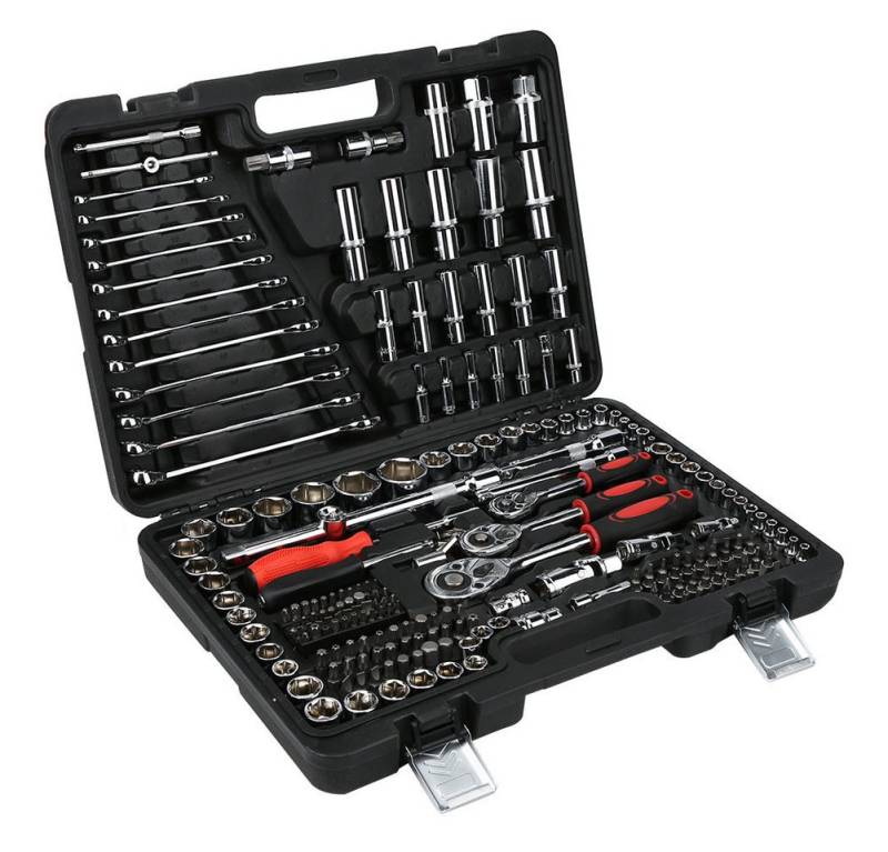 GARRYFIZH Ratsche 215-teiliger Ratschenschlüsselsatz mit Werkzeugkoffer (215 St), 1/4 Zoll, 3/8 Zoll, 1/2 Zoll, Set-Box, LPD00057 von GARRYFIZH