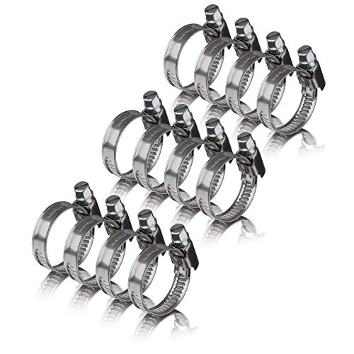 GARSIDURO® Schlauchschellen Edelstahl | 16-27mm [12 Stück] | Profi W4 Schlauchklemme | Schlauchschellen geeignet für die Waschmaschine oder als Gartenschlauch Schellen & Pool Schlauchschellen von GARSIDURO