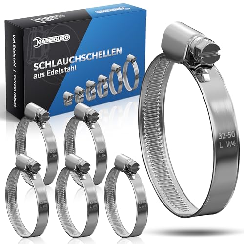 GARSIDURO® Schlauchschellen Edelstahl | 32-50mm [30 Stück] | Profi W4 Schlauchklemme | Schlauchschellen geeignet für die Sandfilteranlage oder als Gartenschlauch Schellen & Pool Schlauchschellen von GARSIDURO