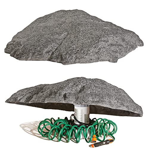 GARTENDEK Kunstfelsen Für Garten Abdeckung Für Poolpumpe Sandfilteranlage Gullideckel Dekosteine Felsen Für Schachtabdeckung - Hohler Deko Steine groß Für Schachtdeckel Abdeckstein Ø 80cm XL-01 Grau von GARTENDEK
