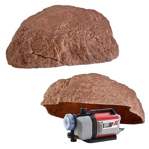 GARTENDEK Kunstfelsen Für Garten Abdeckung Für Poolpumpe Sandfilteranlage Gullideckel Dekosteine Felsen Für Schachtabdeckung - Hohler Deko Steine groß Für Schachtdeckel Abdeckstein Ø73cm M-01 Rot von GARTENDEK