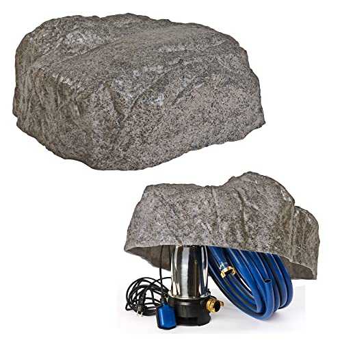 Kunstfelsen Für Garten Abdeckung Für Poolpumpe Sandfilteranlage Gullideckel Dekosteine Felsen Für Schachtabdeckung - Hohler Deko Steine groß Für Schachtdeckel Abdeckstein Ø 80cm M-03 Grau von GARTENDEK