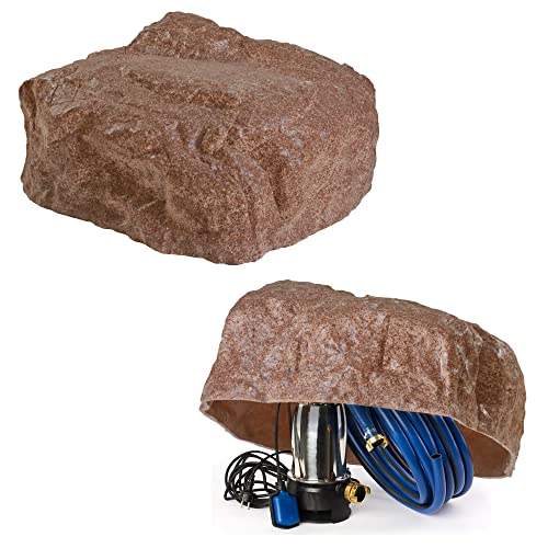 Kunstfelsen Für Garten Abdeckung Für Poolpumpe Sandfilteranlage Gullideckel Dekosteine Felsen Für Schachtabdeckung - Hohler Deko Steine groß Für Schachtdeckel Abdeckstein Ø 80cm M-03 Rot (M-03) von GARTENDEK