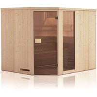 FinnTherm Innenkabine Spruce für Saunahäuser Innensauna 3 Sitzbänke aus Holz , Saunakabine mit 68 mm Wandstärke Infrarotsauna - Naturbelassen von FINNTHERM