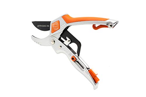 Gartenpaul Ratsche 2.0, Hybrid Ratschen Gartenschere, Schnittleistung 2,5 cm, 40% Kraftersparniss bei harten Gehölzen, starke beidseitige Amboss Klinge, Schärfer aus Hartmetall im Griffstück Gartenpaul Ratsche 2.0, Hybrid Ratschen Gartenschere, Schnittleistung 2,5 cm, 40% Kraftersparniss bei harten Gehölzen, starke beidseitige Amboss Klinge, Schärfer aus Hartmetall im Griffstück von GARTENPAUL