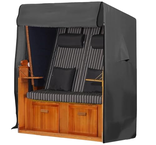 GARTENTECH Strandkorb Schutzhülle Winterfest 120 breit passend 110 breit 600D Oxford Gewebe UV-beständig Strandkorbhülle Abdeckung für Strandkorb von GARTENTECH