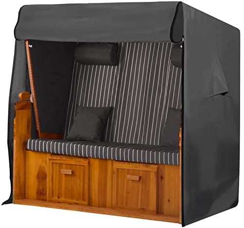 GARTENTECH Strandkorb Schutzhülle XXL Winterfest 160 cm passend 150 breit 155 breit 600D Oxford Gewebe Strandkorbhülle UV Beständig Abdeckung für Strandkorb von GARTENTECH