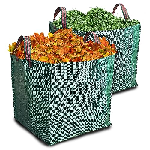 GARTENTECH Gartenabfallsack stabil 2x 120 Liter Gartensack Laubsack klein Laubsammler Grünschnittsack Garten Abfallsack Gartenabfallbehälter faltbar von GARTENTECH