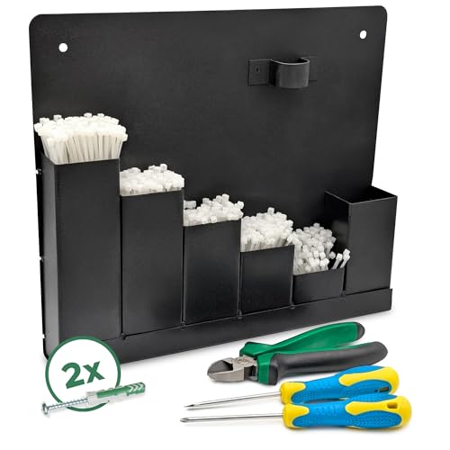 GARTHEIN - Kabelbinder Wandhalterung mit 500 Kabelbindern (80-200mm), Seitenschneider und 2x Schraubendreher – Werkzeug Aufbewahrungssystem zur Wandmontage, Kabelbinder Set Werkstatt Ordnungssystem von GARTHEIN