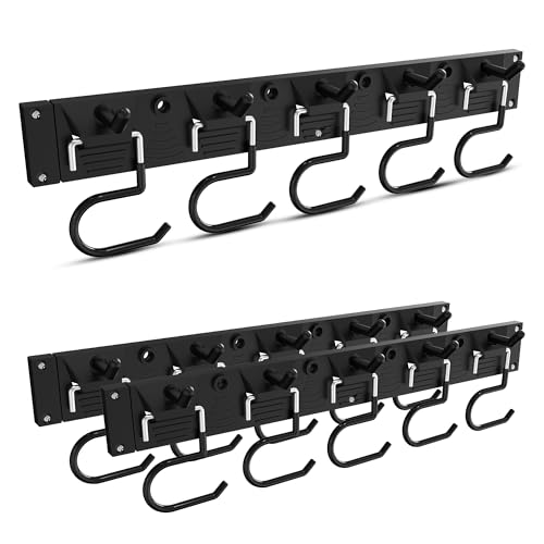 GARTOL Gartengerätehalter,3x40cm Besenhalterung Wand mit Anti-Rutsch-Gummi,Gerätehalter Besenhalter für Garten, Garage, Geräteschuppen, Keller（15 Gerätehaken+15 kleine Haken） von GARTOL