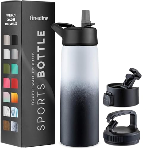 750 ml Isolierflasche aus Edelstahl - Dreifachwandige Trinkflasche mit Strohhalm & 3 auslaufsicheren Verschlüssen - Für Reisen, Schule, Sport, Fitness (Magisches Schwarzweiß) von GARUET