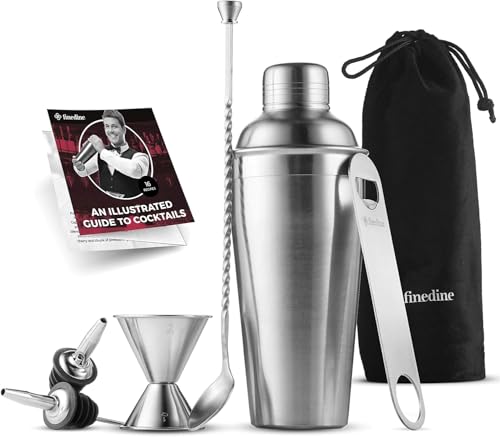 Cocktail-Shaker-Set, 7-teilig, Bar-Tools, Edelstahl-Barkeeper-Set, mit allem Barzubehör, Cocktailsieb, Doppel-Messbecher, Barlöffel, Flaschenöffner, Ausgießer von GARUET