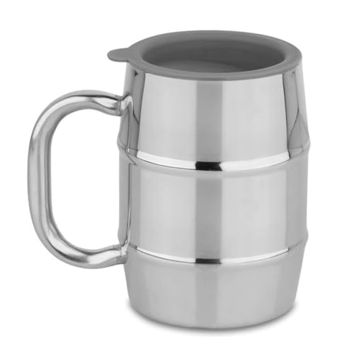 GARUET Bierkrug - Premium Edelstahl Big Grip Bierkrug / Kaffeetasse mit Bonus Deckel - 500ml Doppelwand Vakuumisolierung von GARUET