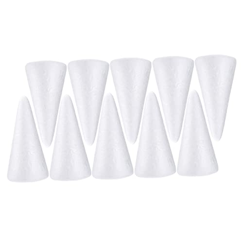 GARVALON 10 Stück Teiliges Weiße Schaumstoff Dekorative Kegelform für Bastelprojekte DIY Weihnachtsbaum Partydeko Kindergarten Fenster und Raumgestaltung von GARVALON