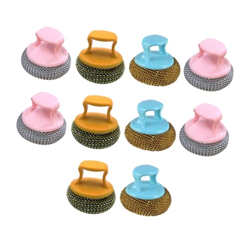 GARVALON 10er Set Stahlwolle Reinigungsbürsten Mit Kurzem Griff Hochwertige Drahtbälle Für Die Reinigung Von Geschirr Und Oberflächen Ideal Für Hartnäckige Verschmutzungen Und von GARVALON