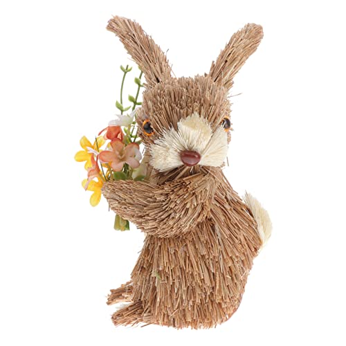 GARVALON 1Stück Handgemachtes Kaninchen aus Stroh für Wohnung Vielseitiges Ostern Handgefertigtes Häschen Ornament für Wohnzimmer und Schlafzimmer von GARVALON