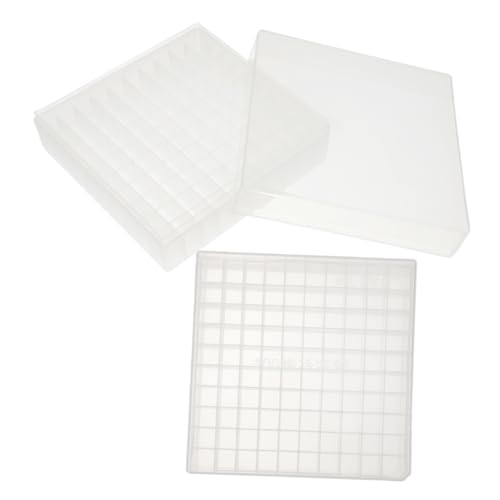 GARVALON Gefrierbox Für Kleine Röhrchen Kryogenbox Mit 100 Fächern Fläschchenhalter Aus Pp-Material Röhrchenständer Mit Dichtungseigenschaften Aufbewahrungsbox Für Probenintegrität von GARVALON