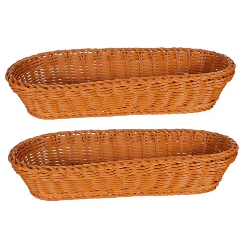 GARVALON 2 Stück Woven Servierkorb Imitation Rattan Brotkorb Obst Gemüse Aufbewahrungskorb Küche Wohnzimmer Balkon Stabiles Kunststoffmaterial Leicht zu Reinigen Stilvolle Wiederverwendbar GARVALON 2 Stück Woven Servierkorb Imitation Rattan Brotkorb Obst Gemüse Aufbewahrungskorb Küche Wohnzimmer Balkon Stabiles Kunststoffmaterial Leicht zu Reinigen Stilvolle Wiederverwendbar von GARVALON