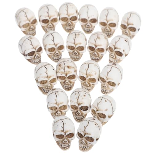 GARVALON 20 Stück Teiliges Miniatur Schädelköpfe aus Resin Detaillierte Halloween Dekofiguren Kompakte Gruselfiguren für Tisch Regal Gartendekoration Langlebig und Platzsparend von GARVALON