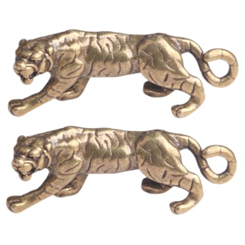 GARVALON 2stücke Vintage Messing Tiger Figurine Deko Mini Tiger Modell Für Schreibtisch Retro Ornament Für Büro Wohnzimmer Und Schlafzimmer Langlebig Und Ansprechend von GARVALON