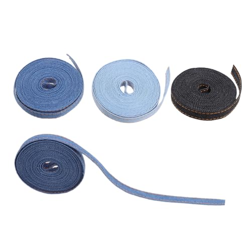 GARVALON 4 Rollen Denim Stoffband für Nähen und Verpacken Farben Je Vielseitiges Webbändchen für Kleidung DIY Accessoires Geschenkverpackung und Dekorative Handarbeiten GARVALON 4 Rollen Denim Stoffband für Nähen und Verpacken Farben Je Vielseitiges Webbändchen für Kleidung DIY Accessoires Geschenkverpackung und Dekorative Handarbeiten von GARVALON