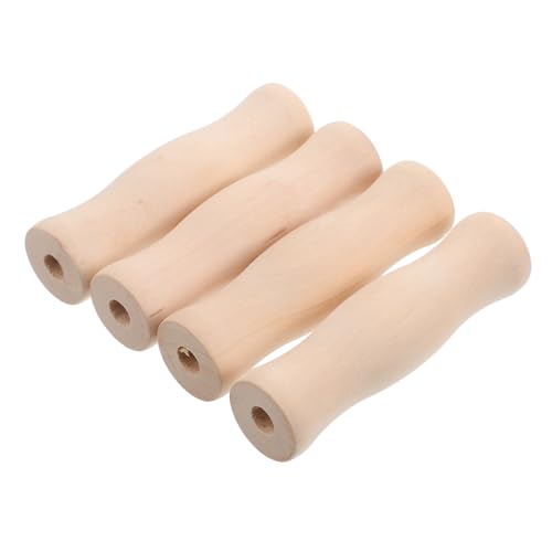 GARVALON 4 Stück Teiliges Holzgriff für Küchengeräte Rutschfester Hitzebeständiger Ersatzgriff mit Einfach zu Reinigen Robustes Holz für Grill Camping und Outdoor Einsatz von GARVALON