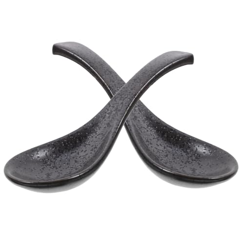 GARVALON Asiatische Keramik Suppenlöffel Retro Ramen Löffel Aus Hochwertigem Porzellan Für Suppen Desserts Und Teegenuss Elegantes Geschirr Für Besondere Anlässe von GARVALON