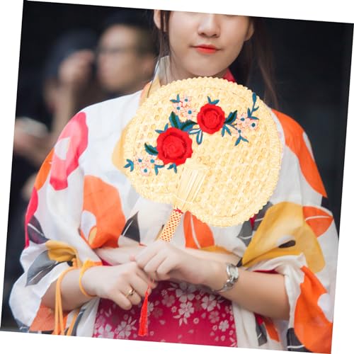 GARVALON Handgefertigter Chinesischer Handgehaltener Woven Fächer Natürlicher Kühlfächer Tragbar für Sommerparty Strand Hochzeit Geeignet Leichte Struktur Robuste Verarbeitung von GARVALON