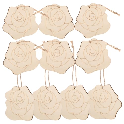GARVALON Holzanhänger Teilig Blumen Holzstücke zum Basteln DIY Holzblumen Holzscheiben zum Bemalen Handgemacht für Wohnraumdekoration Kinderhandwerk von GARVALON