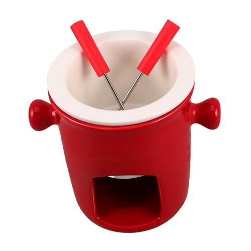 GARVALON Keramik Schokoladen Fondue Becher Set mit Fondue Gabeln Hitzebeständig Stilvoller Eiscreme Schmelztopf für Zuhause Party und Dessertgenuss von GARVALON