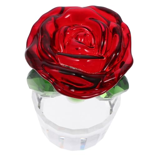 GARVALON Kristallglas Rose Kristall Rose Bouquet Statue Rose Kristall Ornament Klare Kristall Rose Kristall Rose Statue Kristall Rose Figuren Kristall Blumen Blumen Ornament von GARVALON