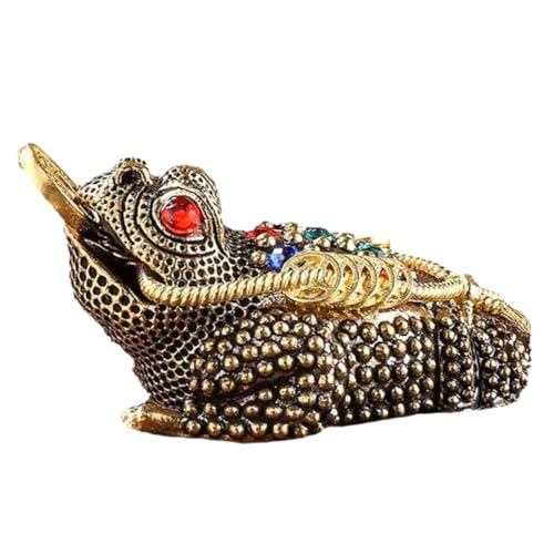 GARVALON Messing Golden Auto Armaturenbrett Dekor Reichtum Frösche Ornament Chinesisches Geld Glück Statue Glücksfrosch Statue Verzierung Ornament Reichtum Frösche Statue Kupfer von GARVALON