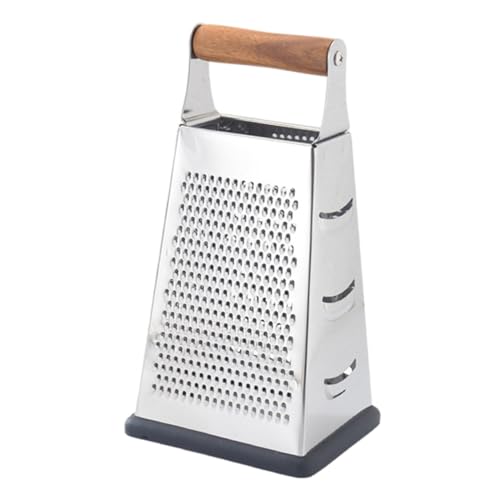 GARVALON Multifunktionaler Gemüseschneider Handheld aus Edelstahl mit Ergonomischem Holzgriff Reibe zum Schneiden Reiben und Hobeln von Gemüse und Obst für Effiziente Küchenarbeit von GARVALON