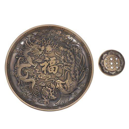 GARVALON Räucherplatte Drachen Design aus Zinklegierung Multifunktionales Aroma Räucherstäbchen Tablett im Zen Stil für Wohn und Meditationsräume Tischdekoration 1 Satz von GARVALON