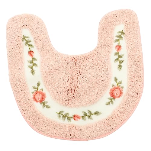 GARVALON U Förmige Badematte Rutschfester Weicher Toilettensitzauflage Rosa Badezimmermatte für Angenehmes Zuhause Waschbar und Hautfreundlich für Wc und Bad von GARVALON