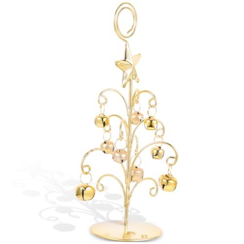 GARVALON Weihnachtsbaum Tischnummern Clip Tischplatten Baumhalter Hochzeit Weihnachtstischnamenhalter Tischnummernhalter Goldene Tischkarten Clips Für Weihnachtsfotohalter von GARVALON