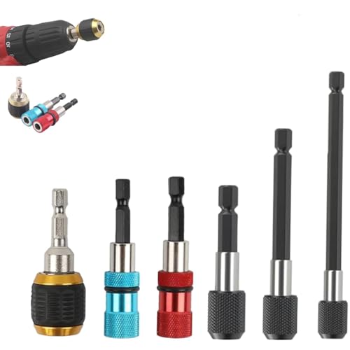 6Pcs Hex Shaft Quick-Change Adapter for Power Drill,Magnetic Hexagonal Quick-Release Self-Locking Extension Rod,1/4in Hex Shank Bit Adapter von GARWAR