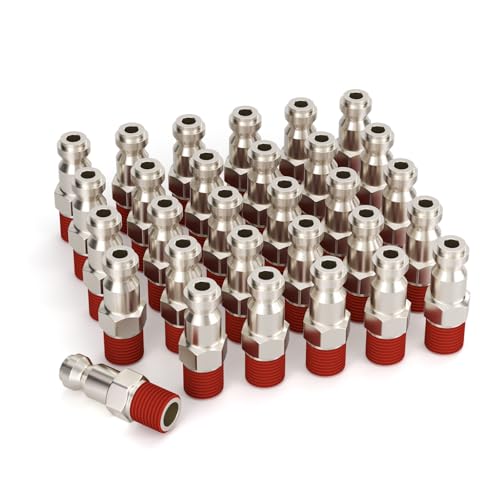 GASHER 1/4 Zoll Körpergröße, T-Typ-Stecker, 1/4 Zoll männlich, pneumatische Stecker (30 Stück) von GASHER