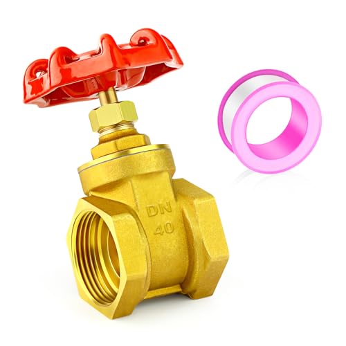 GASHER 1 Stück 1-1/2 Zoll Messing-Industrieschieber, Hochleistungs-Drehschieber mit Innen x Innengewinde, mit Radgriff, für Wasser, Öl, Gas von GASHER
