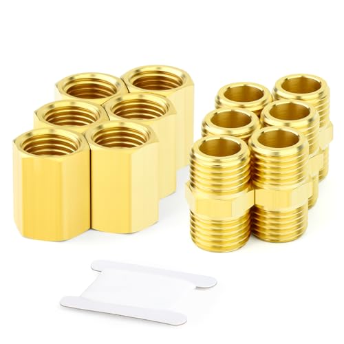GASHER 12Stück Messing Rohrverschraubung, Hex Nippel Messing Hex Coupler, 3/8" x 3/8" BSP Außengewinde Rohr, 3/8Zoll x 3/8Zoll BSP Innengewinde Rohr GASHER 12Stück Messing Rohrverschraubung, Hex Nippel Messing Hex Coupler, 3/8" x 3/8" BSP Außengewinde Rohr, 3/8Zoll x 3/8Zoll BSP Innengewinde Rohr von GASHER