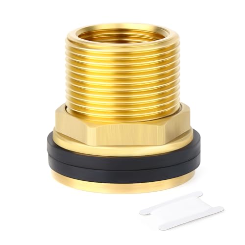 GASHER 2 Stück Messing 1-1/2" Female 2" Male BSP Bulkhead Tank Connector Adapter Fitting mit Gummiring von GASHER