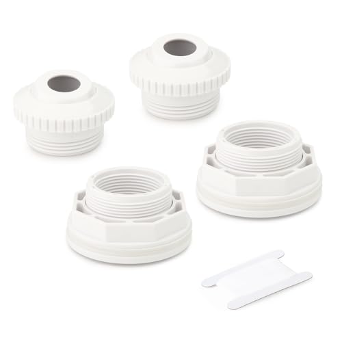 GASHER 2 Stück SP1023 Pool-Einlass-Rücklaufverschraubung, 3,8 cm oberirdischer Pooleinlass-Rücklaufverschraubung mit Kontermutter und Dichtung, SP1419D Öffnung Richtungsdurchfluss-Einlassverschraubung von GASHER